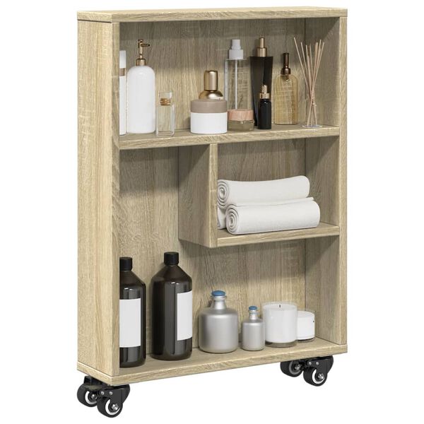 vidaXL Narrow Storage Trolley Sonoma Oak Engineered Wood Narrow