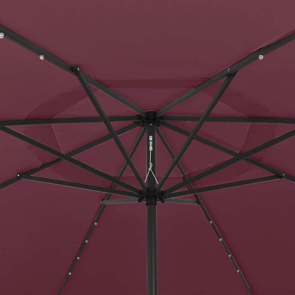 vidaXL Garden Parasol with LED Lights and Metal Pole 157.5" Bordeaux Red