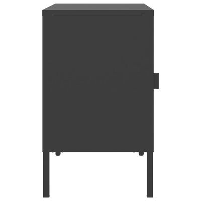 vidaXL Side Cabinet Black 19.7"x13.8"x23.6" Glass and Steel