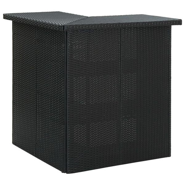 vidaXL Garden Bar Set Black Poly Rattan, Powder-coated Steel Large