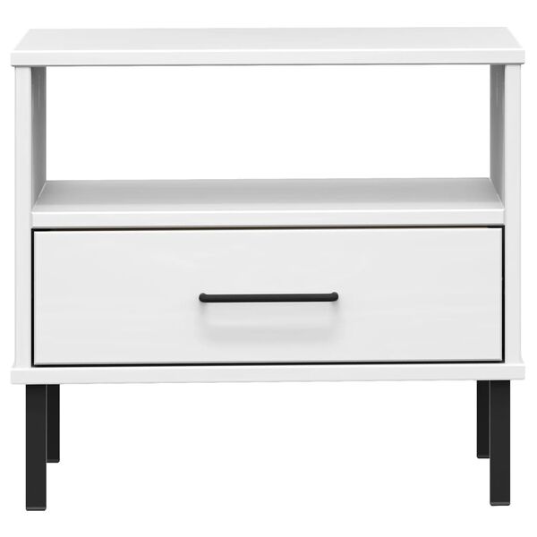vidaXL Bedside Table White Solid Pine Wood 19.7 x 19.7 x 17.7 in Drawers