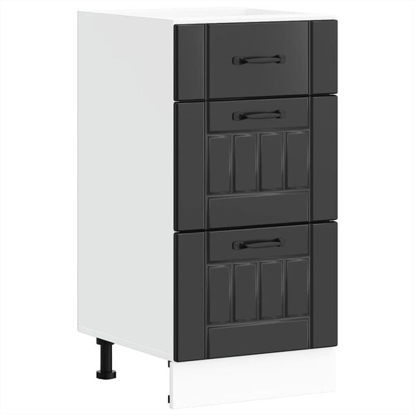 vidaXL Kitchen Base Cabinet Black Engineered Wood Medium Adjustable Feet