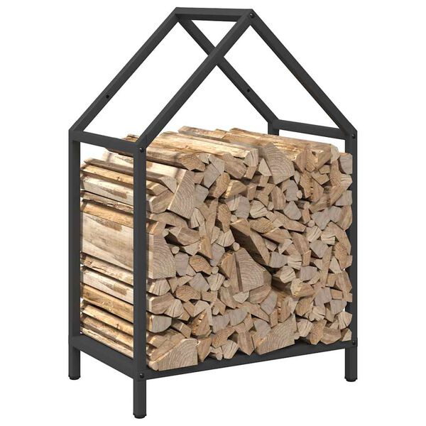 vidaXL Firewood Rack Black 15.7x9.8x23.6" Cold-rolled steel