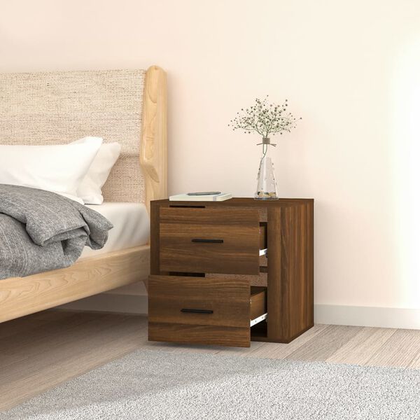 vidaXL Wall-mounted Bedside Cabinet Brown oak Engineered wood