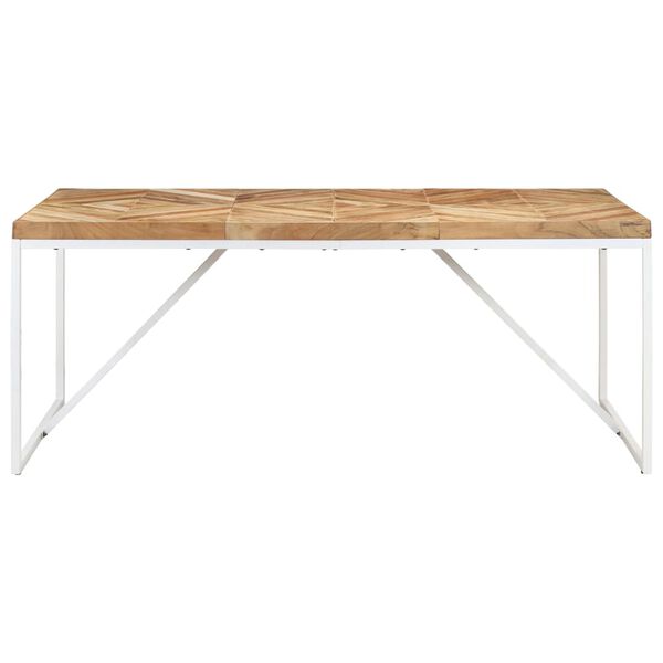 vidaXL Dining Table Natural wood finish, White legs
