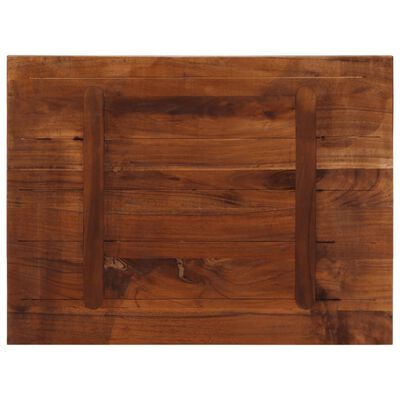 Back side of a wooden board with two handles/straps attached