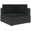 vidaXL Sofa Set Black Poly Rattan, Powder-Coated Steel, Polyester Large