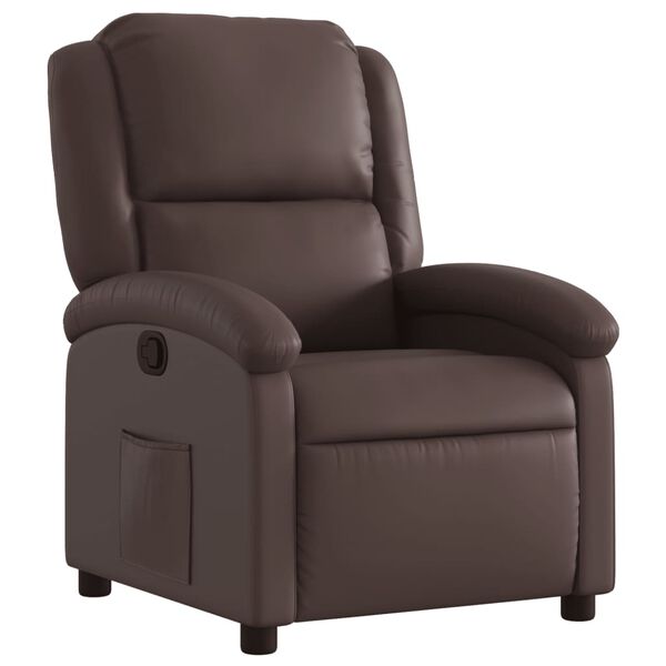 vidaXL Recliner Chair Brown Faux Leather, Metal, Wood, Foam, PP Fiber