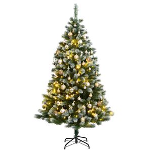 vidaXL Artificial Hinged Christmas Tree 150 LEDs & Ball Set 59.1"