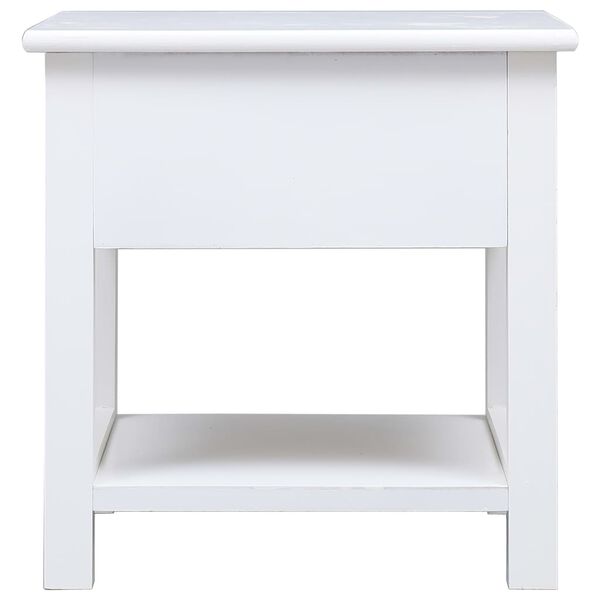 vidaXL Side Table White Paulownia Wood, MDF 15.7 in Side Table Square
