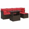 vidaXL 6 Piece Patio Sofa Set with Cushions Brown Poly Rattan Acacia