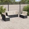 vidaXL 7 Piece Patio Sofa Set with Cushions Black Poly Rattan
