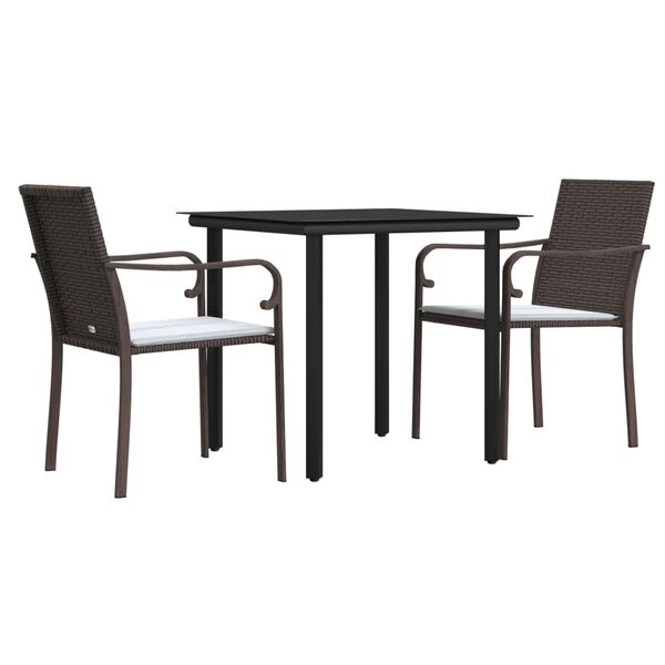 vidaXL Garden Dining Set Brown, Black, Cream White