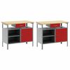 vidaXL Work Bench Set with Drawer 2 pcs Red 200 x 55 x 85 cm Steel