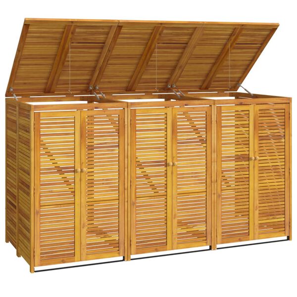 vidaXL Triple Garbage Bin Shed 82.7"x35"x46.1" Solid Wood Acacia
