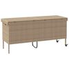 vidaXL Patio Storage Box with Wheels Beige 63.0x21.7x29.5" Poly Rattan