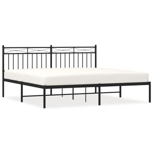 vidaXL Bed Frame Black Powder-Coated Steel Double Metal Bed Frame