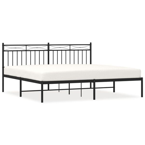 vidaXL Bed Frame Black Powder-Coated Steel Double Metal Bed Frame