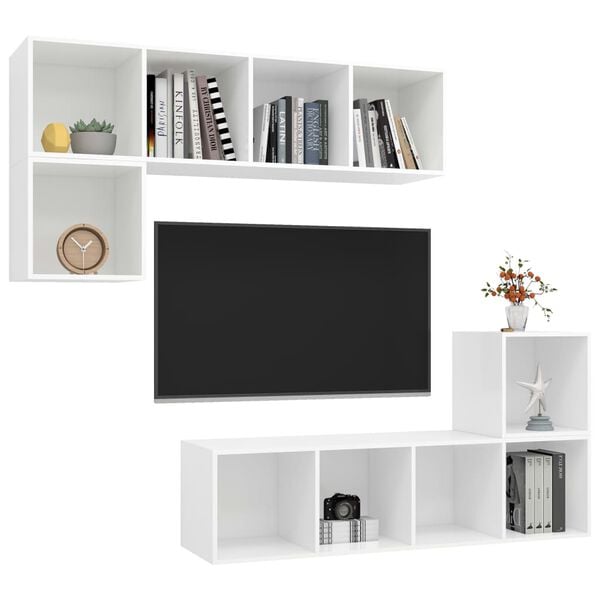 vidaXL TV Cabinet Set White Engineered Wood Standard TV Cabinet Set
