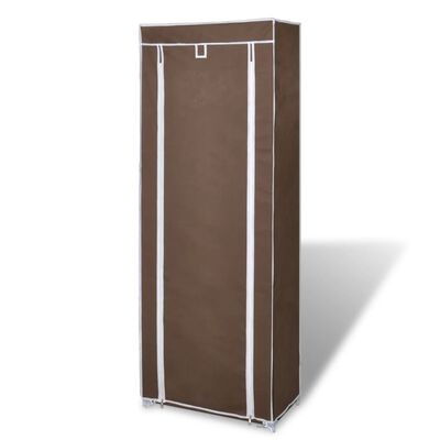 Fabric Shoe Cabinet with Cover 22" x 11" x 64" Brown