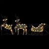 vidaXL Reindeer And Sleigh Christmas Decoration Set of 2 Gold Mesh, Metal