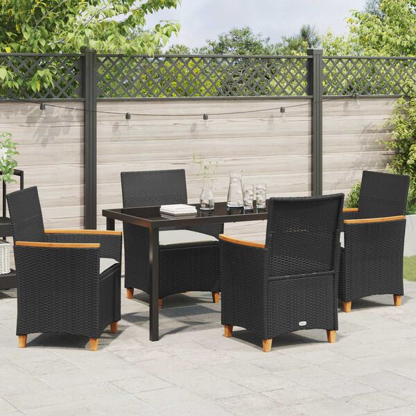 vidaXL Garden Dining Set 5 pcs Black poly rattan