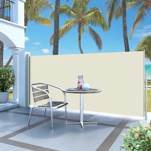 vidaXL Side Awning Cream Polyester with PU coating 47.2 x 118.1 in