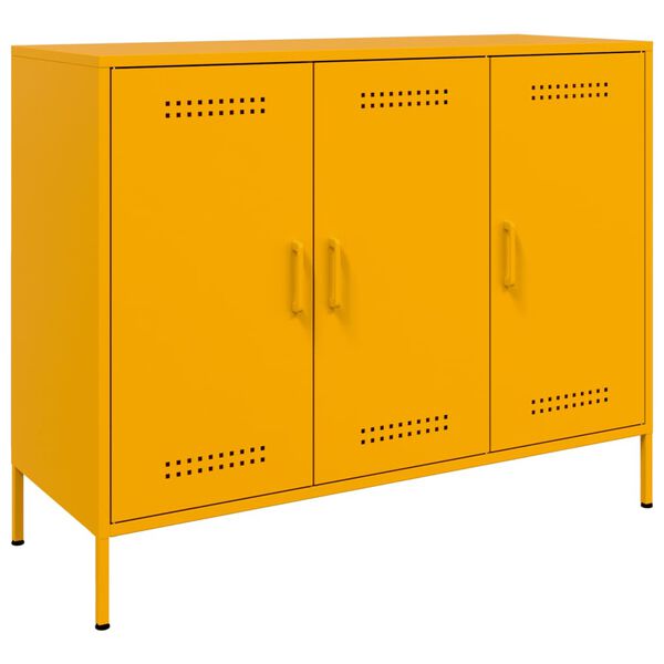 vidaXL Sideboard Mustard Yellow Cold-Rolled Steel 39.6x15.4x31.1 in