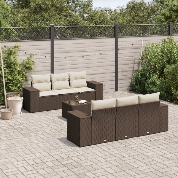 vidaXL Garden Sofa Set Brown
