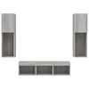 vidaXL TV Wall Unit Set of 5 Grey Sonoma Engineered Wood, Glass