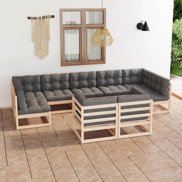 vidaXL Garden Lounge Set Pinewood Solid pinewood and polyester fabric