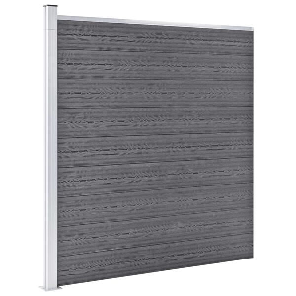 vidaXL WPC Fence Set 9 Square + 1 Slanted 652.4"x73.2" Gray