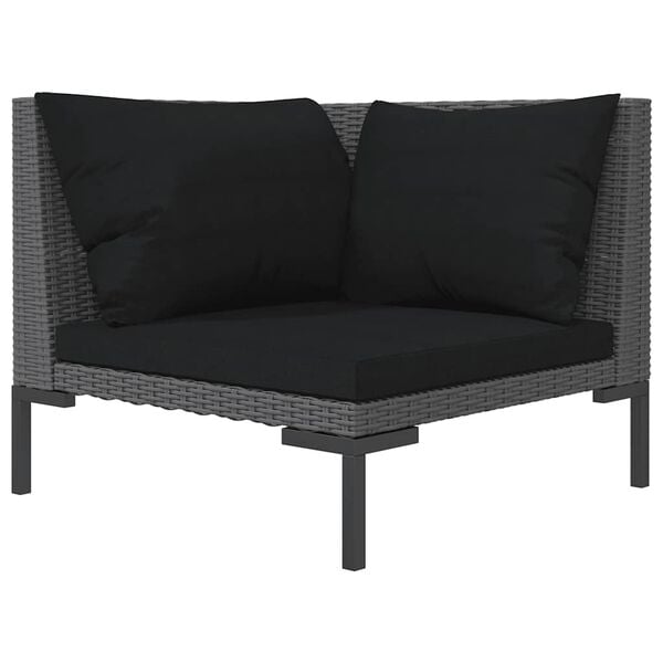 vidaXL Garden Sofa Dark gray, Black