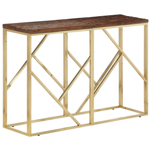 vidaXL Console Table Gold Stainless steel, solid wood Large