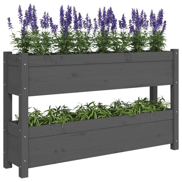 vidaXL Planter Grey Solid pine wood Medium Durable Planter