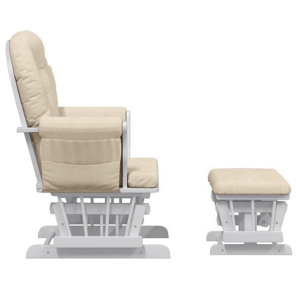 vidaXL Glider Chair With Stool Cream White Fabric (100% polyester)