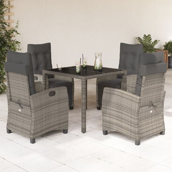 vidaXL Garden Dining Set Grey, Dark grey