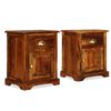 vidaXL Bedside Cabinet Set of 2 Brown Solid Acacia Wood Medium