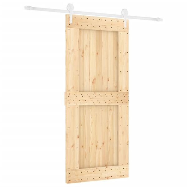 vidaXL Sliding Door with Hardware Set 35.4x82.7" Solid Wood Pine