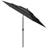 vidaXL Parasol Gray Polyester 9.8 ft diameter Collapsible Parasol