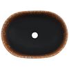 vidaXL Countertop Basin Black and Orange Oval 18.5x13.0x5.1" Ceramic