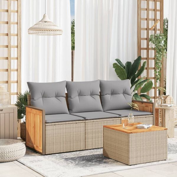 vidaXL Garden Sofa Set Beige, Light Grey