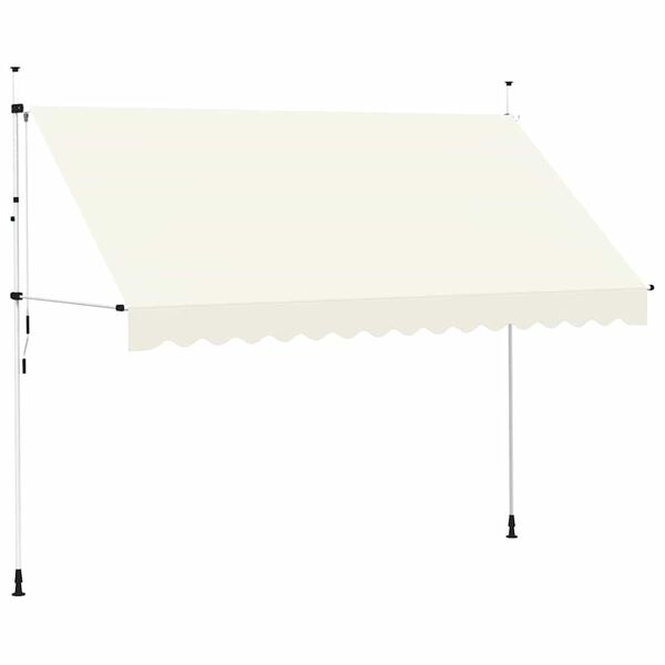 vidaXL Retractable Awning Cream Polyester with PU coating and steel frame