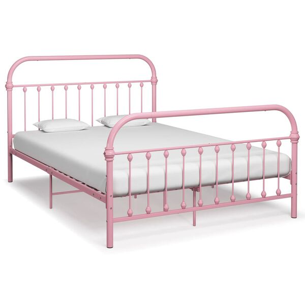 vidaXL Bed Frame Pink Metal Full Durable Bed Frame Rectangular