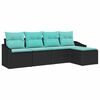 vidaXL Sofa Set with Cushion 5 pcs Black Poly Rattan