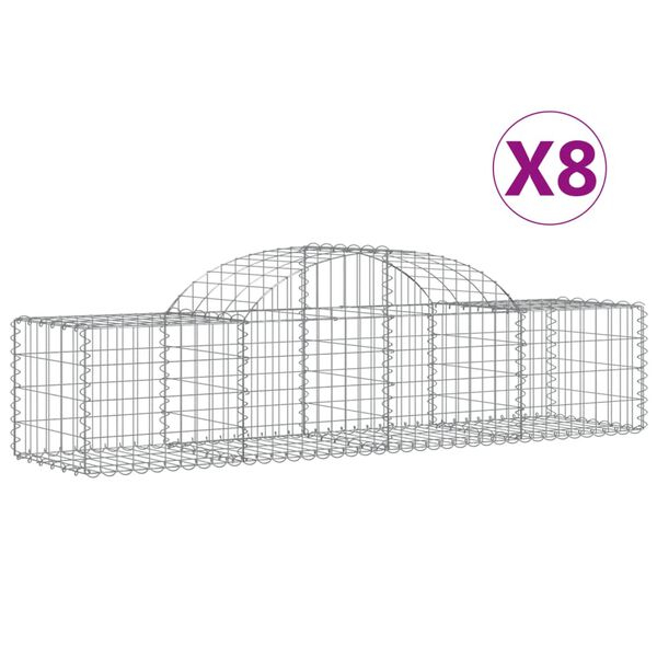 vidaXL Gabion Basket Set of 8 Silver Galvanized Iron Medium