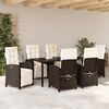 vidaXL Garden Dining Set with Cushion 7 pcs Brown Poly Rattan