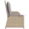 vidaXL Reclining Patio Bench Beige PE rattan, Powder-coated steel Standard