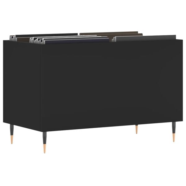 vidaXL Record Cabinet Black Engineered wood, Iron Medium Record Cabinet