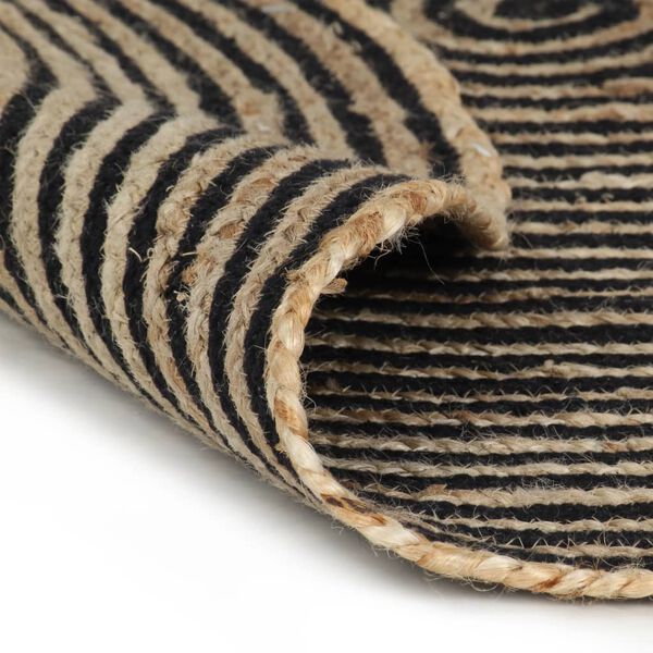 vidaXL Area Rug Natural and Black 50% Jute, 50% Cotton 35.4 in diameter